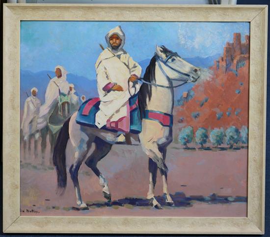 Gill-Julien Matthey (1889-1956) Cavalier Berbere au Maroc, 21 x 24.5in.